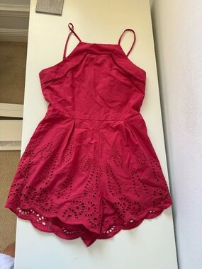 Women’s Red Eyelet Romper - Sleeveless Summer One-Piece new with tags